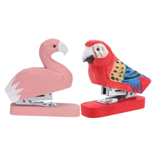 Homoyoyo 2 Stück Tierhefter Deko Hamd Geschnitzter Hefter Flamingo-hefter Holzbindemaschine Papierhefter Home Office Hefter Cartoon-bürobedarf Schulbriefpapier Buchheime Hölzern von Homoyoyo
