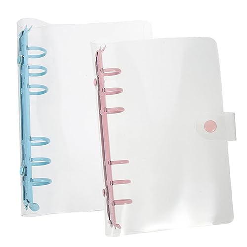 Homoyoyo 2 Stück Transparent Nachfüllbarer Ringbuch Ordner PVC Hülle mit Druckknopfverschluss Himmelblau und Kirschblüte für Dokumente Notizen und Büroorganisation von Homoyoyo