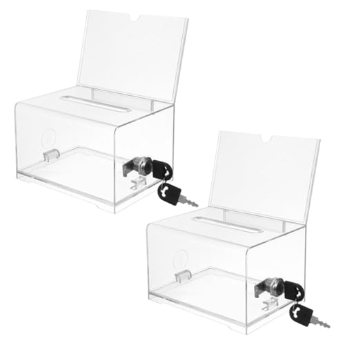Homoyoyo 2 Stück Transparente Acryl Spendenbox Klare Wahlurne für Visitenkarten und Spenden für Restaurants und Ausstellungen Große Kapazität Robustes Design von Homoyoyo