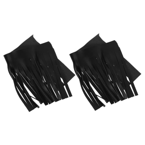 Homoyoyo 2 Stück Vintage PU Leder Fransen Trim Teiliges Schwarz für Motorrad Fußpedale und Satteltaschen Dekorative Quasten DIY Zubehör für Individuelle Vintage Motorradgestaltung von Homoyoyo
