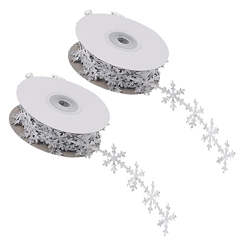 Homoyoyo 2 Stück Weihnachtliche Geschenkband Schneeflocke Langlebiges Vliesstoffband Flexible Festliche DIY Dekoration für Geschenkverpackung und Weihnachtsbaumgestaltung von Homoyoyo