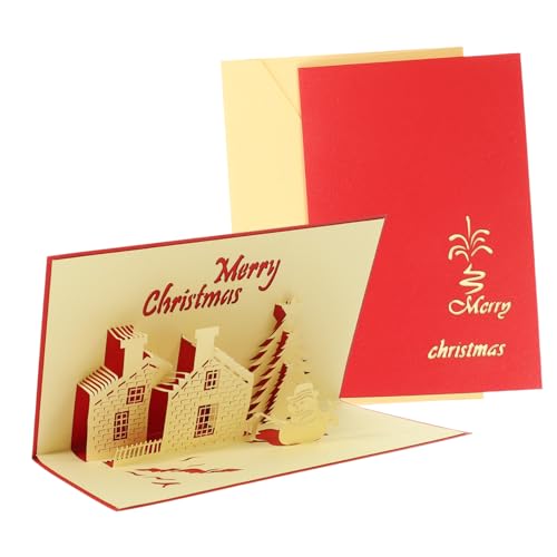 Homoyoyo 2 Stück Weihnachtskarten Weihnachtsmotiv mit Weihnachtsburg Rentierschlitten Rot Klappkarten für Festliche Grüße Blanko Innenseite Geeignet als Weihnachtsgrußkarten und Homoyoyo 2 Stück Weihnachtskarten Weihnachtsmotiv mit Weihnachtsburg Rentierschlitten Rot Klappkarten für Festliche Grüße Blanko Innenseite Geeignet als Weihnachtsgrußkarten und von Homoyoyo