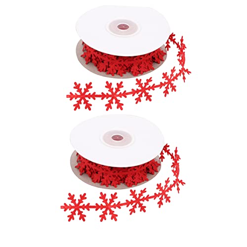 Homoyoyo 2 Stück Weihnachtsschleifen Schneeflocken Geschenkband Rot Langlebiges nicht Gewebtes Dekoband Vielseitig für Geschenkverpackung Partydekoration Zuschneidbar Farbecht Flexible von Homoyoyo