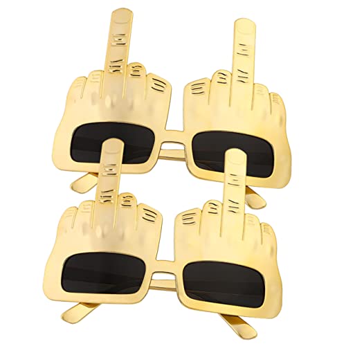 Kreativer Mittelfinger, 2 Stücke Lustige Mittelfinger Brille in Gold Perfekte Foto Requisiten Für Geburtstagsfeiern Und Lustige Neuheit Sonnenbrille für Party Selfie Requisiten, 6,3 Zoll breit von Homoyoyo