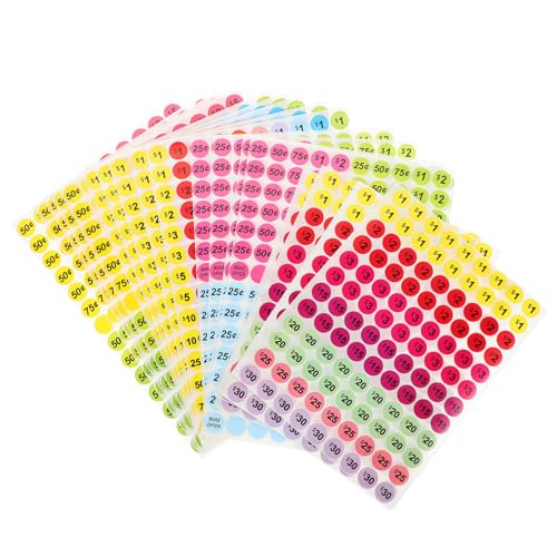 Homoyoyo 20 Blatt Bunte Selbstklebende Preisaufkleber Vorbeschriftete Preisschilder Ablösbar Temperaturbeständig für Garage Einzelhandel Vielseitig Einsetzbar Homoyoyo 20 Blatt Bunte Selbstklebende Preisaufkleber Vorbeschriftete Preisschilder Ablösbar Temperaturbeständig für Garage Einzelhandel Vielseitig Einsetzbar von Homoyoyo