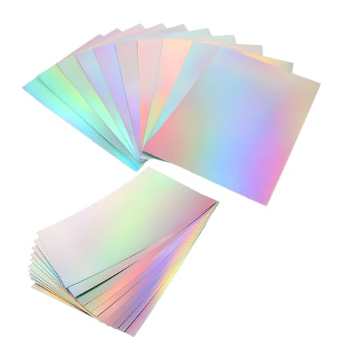 Homoyoyo 20 Blatt Metallic Regenbogen Kartonpapier Schimmerndes Bastelpapier für Scrapbooking Flexible Folienkartonbogen Langlebig und Farbintensiv für DIY Kunsthandwerk von Homoyoyo