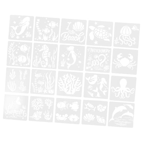 Homoyoyo 20 Blatt Wiederverwendbare Malerschablonen Meerestiere Teiliges DIY Schablonen für Holz Möbel Wandgestaltung Scrapbooking und Basteln von Homoyoyo