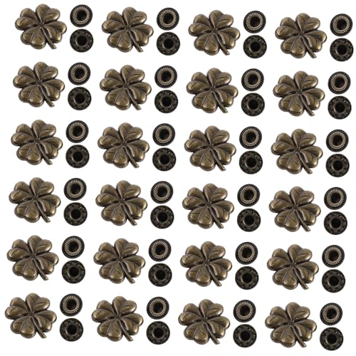 Homoyoyo 20 Sätze Bronze Cartoon Geldbörsen Schnappverschluss Zinklegierung Druckknopf Schmuckverschluss für DIY Handtaschen Bastelarbeiten mit Vierblättrigem Kleeblatt und Sockel von Homoyoyo