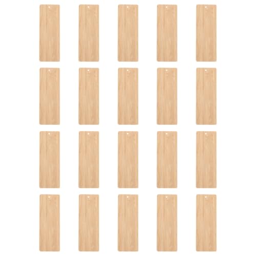 Homoyoyo 20 Stück Bamboo Blank Bookmark DIY Holz Lesezeichen für Bastelprojekte für Personalisierte und Dekoration mit Aufhängeloch für Einfache Handhabung von Homoyoyo