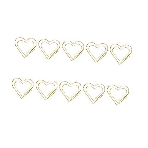 Homoyoyo 20 Stück Büroklammer aus Metall süße Büroklammer für Papier Mini-Büroklammern Bürozubehör kleine Büroklammern bookmark book mark herz büroklammern Lesezeichen-Clips Golden von Homoyoyo