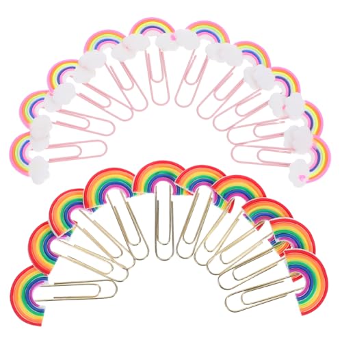 Homoyoyo 20 Stück Bunte Büroklammern Rainbow Paper Clips aus PVC Kreative Lesezeichen und Dokumentenklammern für Bürobedarf Leicht und Praktisch für DIY Projekte und von Homoyoyo
