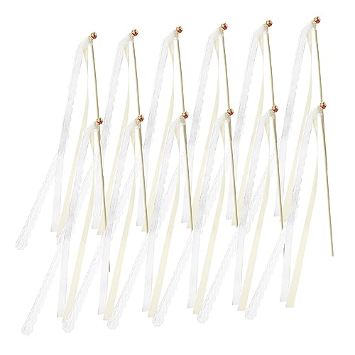 Homoyoyo 20 Stück Farbige Ribbons Zauberstäbe für Hochzeiten Dekorative Holzstäbchen für Partys Babypartys und Feierlichkeiten Champagnerfarbe für Festliche Anlässe von Homoyoyo
