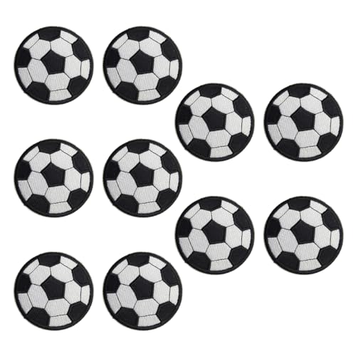 Homoyoyo 20 Stück Fußballform Patches Aufnäher zum Aufbügeln DIY Stickerei Flicken für Kleidung Taschen Hüte und Schuhe zum Reparieren und Dekorieren von Homoyoyo