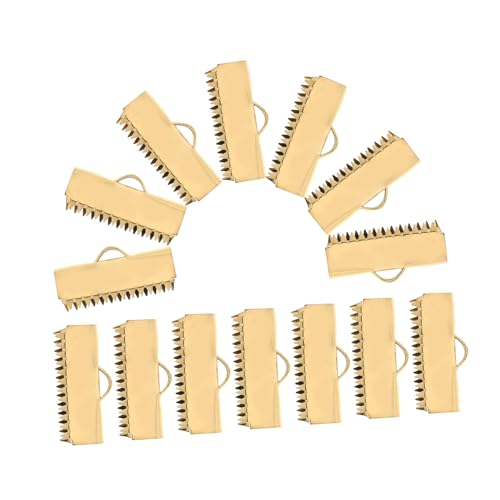 Homoyoyo 20 Stück Goldfarbene Edelstahl Crimp endkappen mit Zähnen Langlebige Schmuckverbinder für Armband Halskettenherstellung Modisches Gewelltes Design Kompatibel mit Leder von Homoyoyo