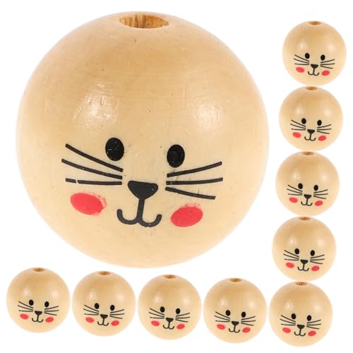 Homoyoyo 20 Stück Holzperlen Rund Glatt mit Naturfarbene Schmuckperlen zum Auffädeln für DIY Schmuckherstellung Makramee Perlen Katzenkopf Holzperlen für Bastelarbeiten und Dekoration von Homoyoyo