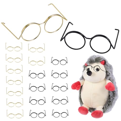 Homoyoyo 20 Stück Mini-Brillenspielzeug Puppe kleine Brille Miniatur Geburtstagsbrille Gläser Brillen Foto Requisiten tun so, als ob sie eine Brille hätten Cosplay-Brillen Metall von Homoyoyo