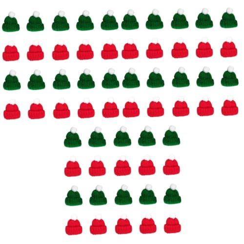 Homoyoyo 20 Stück Mini Wollmützen Für Puppen - Weihnachtsmützen Und Weinflaschen - DIY Bastelsets Für Weihnachten Handgefertigter Weihnachtsschmuck in Rot Und Grün von Homoyoyo