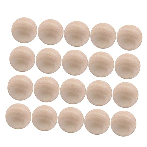 Homoyoyo 20 Stück Runde Massiv Lotus Holzperlen Ohne Loch Glatte Natur Holzkugeln Für DIY Schmuck Basteln Malerei Carving Zubehör von Homoyoyo