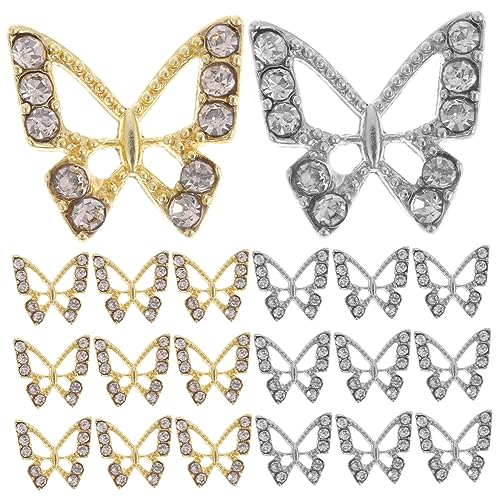 Homoyoyo 20 Stück Schmetterling Nagel Charms für Diy Maniküre Dekoration Glitzernde Rhinestone Nagelaccessoires für Kreative Nägel Geeignet für Zuhause und Professionelle Nagelstudios von Homoyoyo