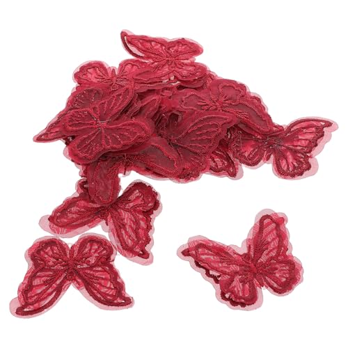 Homoyoyo 20 Stück Spitzenstoff Schmetterlings Patches für Diy Hochzeits und Partydekorationen Kleidung und Bastelprojekte Design Weinrot von Homoyoyo