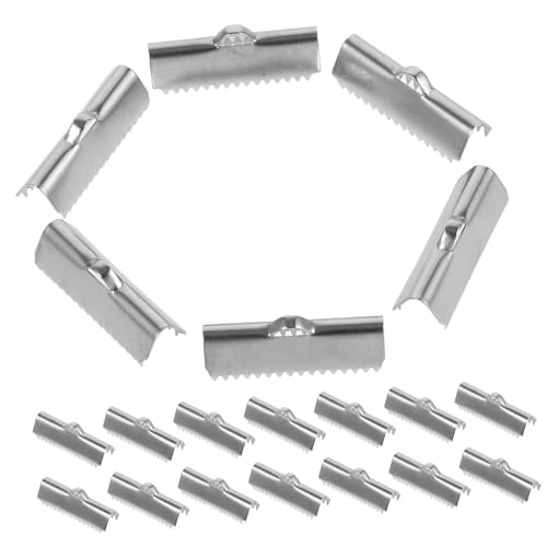 Homoyoyo 20 Stück Teiliges Lederband Endkappen aus Stabilem Edelstahl für Verschiedene Ledercordstärken Vielseitige Metall Bandklemmen zum Sicheren Verschluss von Schmuckarmbändern und DIY von Homoyoyo