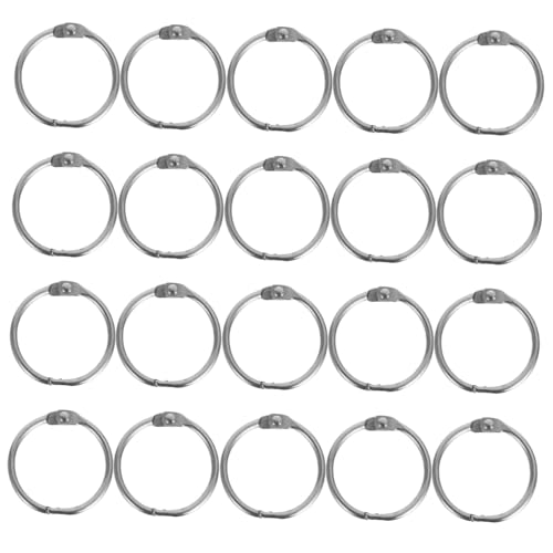 Homoyoyo 20 Stück Teiliges Metall Buchring Rostfreie Lose Ringe Schnell Öffnend und Schließend Vielseitig für Karteikarten Scrapbooks Schlüsselanhänger Büro und Schule von Homoyoyo