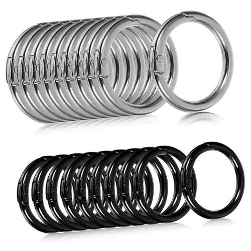 Homoyoyo 20 Stück Teiliges Metallringe Schlüsselanhänger Federring Karabiner Clips Innendurchmesser Silber Schwarz Langlebige Zinklegierung Vielseitig für Schlüssel Taschen DIY Zubehör Homoyoyo 20 Stück Teiliges Metallringe Schlüsselanhänger Federring Karabiner Clips Innendurchmesser Silber Schwarz Langlebige Zinklegierung Vielseitig für Schlüssel Taschen DIY Zubehör von Homoyoyo