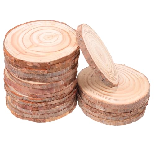 Homoyoyo 20 Stück Teiliges Runde Holzscheiben Naturbelassen Glatt Vorgeschliffen Stark Rustikale Holzscheiben DIY Bastelmaterial Hochzeit Tischdeko Rustikale Eventdekoration von Homoyoyo