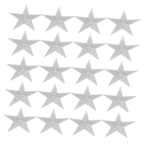 Homoyoyo 20 Stück Teiliges Stern Aufnäher zum Aufnähen und Aufbügeln Bestickte Silberne Applikationen für Kleidung Jacken Hüte Schuhe DIY Stickerei Patches für Mode und Reparatur von Homoyoyo