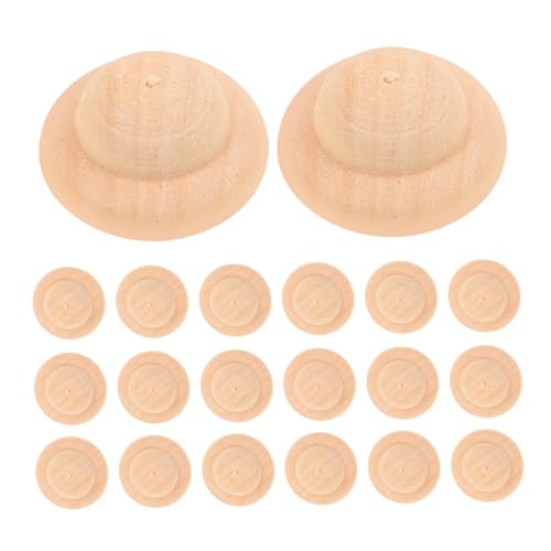 Homoyoyo 20 Stück Teiliges Unvollendete Holzpuppen Hüte zum Bemalen DIY Kreative Holzfiguren Kappen für Tragbare Bastelmaterialien für Gruppenaktivitäten und Personalisierte Gestaltung von Homoyoyo