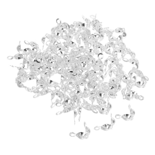 Homoyoyo 200 Stück Armband-Gliederschließe Quetschperle Zubehör Materialien Verschlüsse Verbindungsverschluss schmuck doppelt geschlossene Ringe Endkappen-Knotenabdeckung Eisen Silber von Homoyoyo