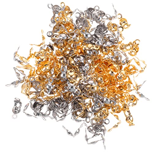 Homoyoyo 200 Stück Baozikou Gold Schmuck klein Knotenabdeckungen Halsketten Verschlüsse für DIY Material zur Herstellung von Armbändern Endschnalle für Halskette Rostfreier Stahl von Homoyoyo