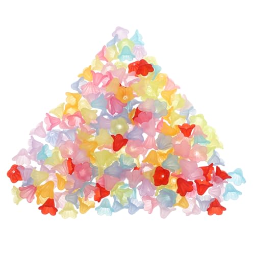 Homoyoyo 200 Stück Bunte Acryl Perlenkappen Fünfblättrige Mattierte Blumen Spacer Leicht Für Schmuckherstellung DIY Damen Zubehör von Homoyoyo