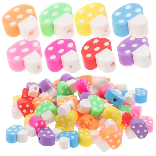 Homoyoyo 200 Stück Bunte Polymer Clay Pilzperlen mit Lose Spacer Perlen für Schmuckherstellung Armbänder Halsketten Ohrringe und DIY Bastelzubehör für Kreativprojekte von Homoyoyo