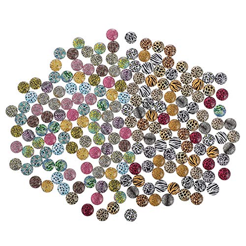 Homoyoyo 200 Stück DIY Anhänger Schmuckherstellung Zubehör Cabochons Patches Leopard Muster Runde Gemstone Patches für Armbänder und Mehr von Homoyoyo