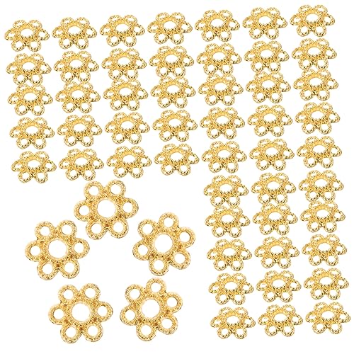 Homoyoyo 200 Stück Goldfarbene Perlenkappen aus Langlebiger Legierung Filigrane Blumenform Hohl Rostfrei für DIY Schmuckherstellung Armbänder Halsketten Spacer Beads Vintage Endkappen von Homoyoyo