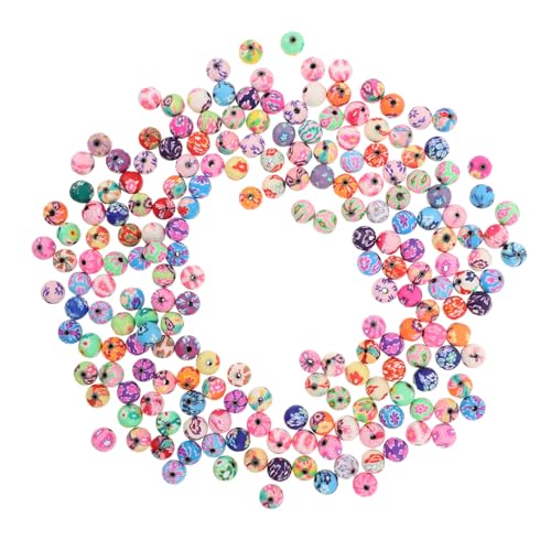 Homoyoyo 200 Stück Handperlenmaterial lose Perlen aus bunte Blumenperlen Tonperlen zum Basteln bunte -Perlen Lose Abstandshalterperlen Schmuckherstellung Blumenperlen Polymer-Ton von Homoyoyo