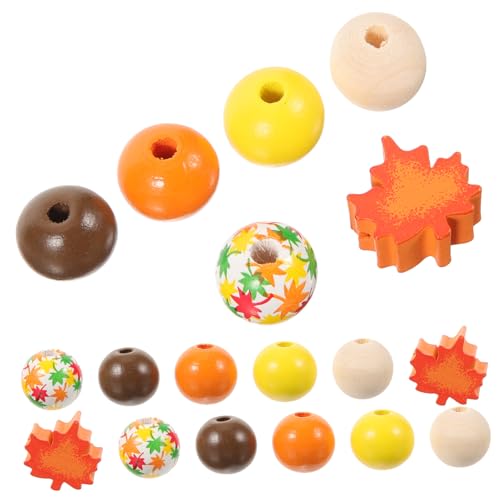 Homoyoyo 200 Stück Herbstliche Große Holzperlen Lose Bastelperlen für DIY Schmuckherstellung und Familienfeier Dekoration Vielseitige Naturfarbene Bastelperlen für Kreative Accessoires von Homoyoyo