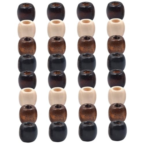 Homoyoyo 200 Stück Holzperlen mit Großem Loch in Beige Kaffee Dunkelbraun und Schwarz Robuste DIY Schmuckperlen für Armbänder Halsketten Makramee und Bastelarbeiten von Homoyoyo