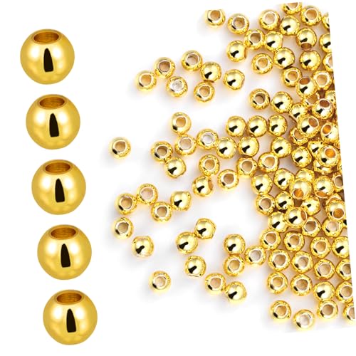 Homoyoyo 200 Stück Metallperlen Runde Schmuckperlen mit Löchern Glänzende Zwischenperlen für Armbänder und für DIY Bastelprojekte von Homoyoyo