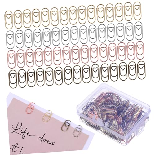 Homoyoyo 200 Stück Mini Herz Büroklammern Gold Silber Gunmetal Roségold Metall Dekorative Paper Clips für Büro Schule Hochzeit Vielseitig Einsetzbar von Homoyoyo