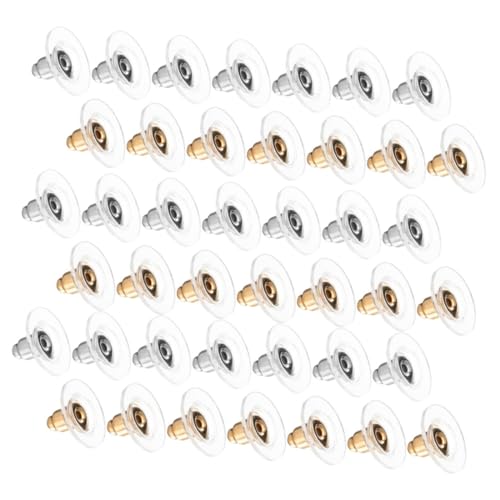 Homoyoyo 200 Stück Ohrringverschlüsse DIY Ohrstecker Stopper Sicherer Verschluss Ersatz Ohrring Zubehör Transparent Weiß und Vergoldet für Schmuckherstellung von Homoyoyo