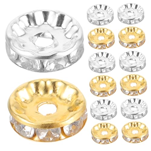 Homoyoyo 200 Stück Rondelle Spacer Beads mit Löchern Glänzende Strasssteine in Silber und Gold Vielseitige Schmuckperlen für DIY Armbänder Halsketten Bastelprojekte und Schmuckherstellung Homoyoyo 200 Stück Rondelle Spacer Beads mit Löchern Glänzende Strasssteine in Silber und Gold Vielseitige Schmuckperlen für DIY Armbänder Halsketten Bastelprojekte und Schmuckherstellung von Homoyoyo