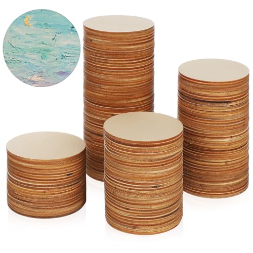 Homoyoyo 200 Stück Runde Holzscheiben Unbehandelt Holzscheiben zum Basteln DIY Malen Dekorieren Sichere Glatte Kanten Stabile für Handwerk von Homoyoyo