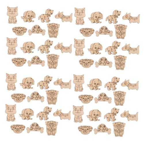 Homoyoyo 200 Stück Unlackierte Holz-tierformen Katzen Hundescheiben zum Bemalen Bastelset für DIY Dekorationen Kreative Tierornamente für Weihnachten Halloween Heim Partydeko von Homoyoyo