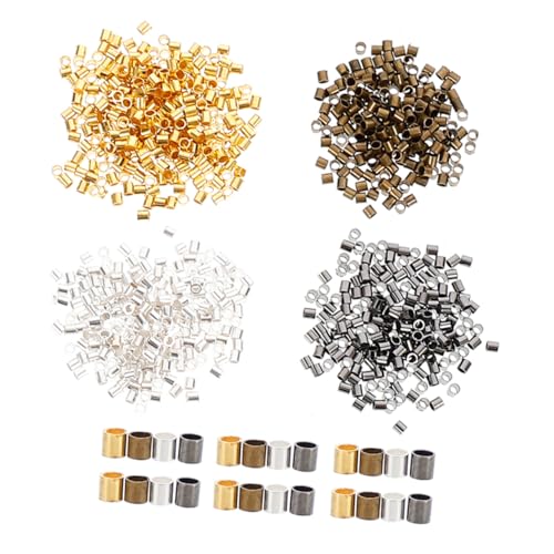 Homoyoyo 2000 Stück Crimp Beads Kupfer Röhrenperlen für Schmuckherstellung Diy Bastelbedarf für Armbänder und Ohrringe Antik von Homoyoyo
