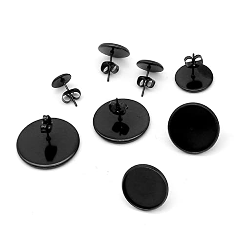 Homoyoyo 20Stücke DIY Ohrstecker Basis Schwarz Ohrringe Zubehör für Schmuckherstellung Tablett mit Ohrstopper für Frauen von Homoyoyo