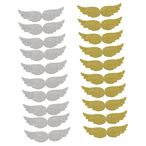 Homoyoyo 20Stücke Flügel Applikationen Strass Patches für Kleidung Glänzende Bügelbilder zur Reparatur und Dekoration von Kleidung Schuhen DIY Projekten von Homoyoyo