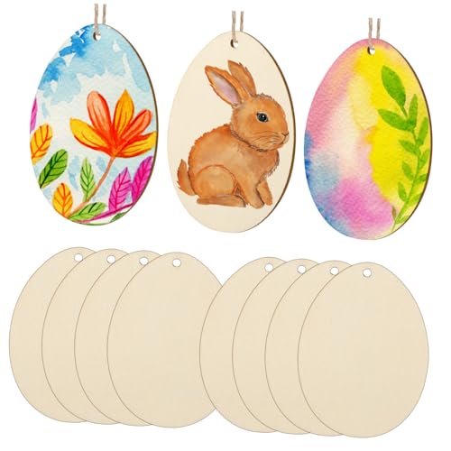 Homoyoyo 20Stücke Holzanhänger Hängende Dekoration Für Ostern DIY Bastelset Mit Hanfseil Hübsche Ornamente Für Zuhause Und Festlichkeiten von Homoyoyo