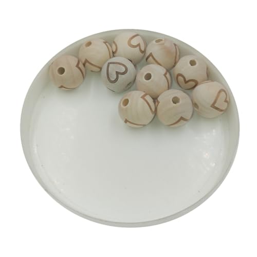 Homoyoyo 20Stücke Holzperlen mit Gesicht Naturholz DIY Schmuckzubehör Lose Perlen für Schlüsselanhänger Armbänder und Bastelprojekte von Homoyoyo